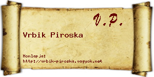 Vrbik Piroska névjegykártya